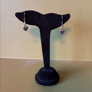 Elegant Silver Heart Dangle Earrings